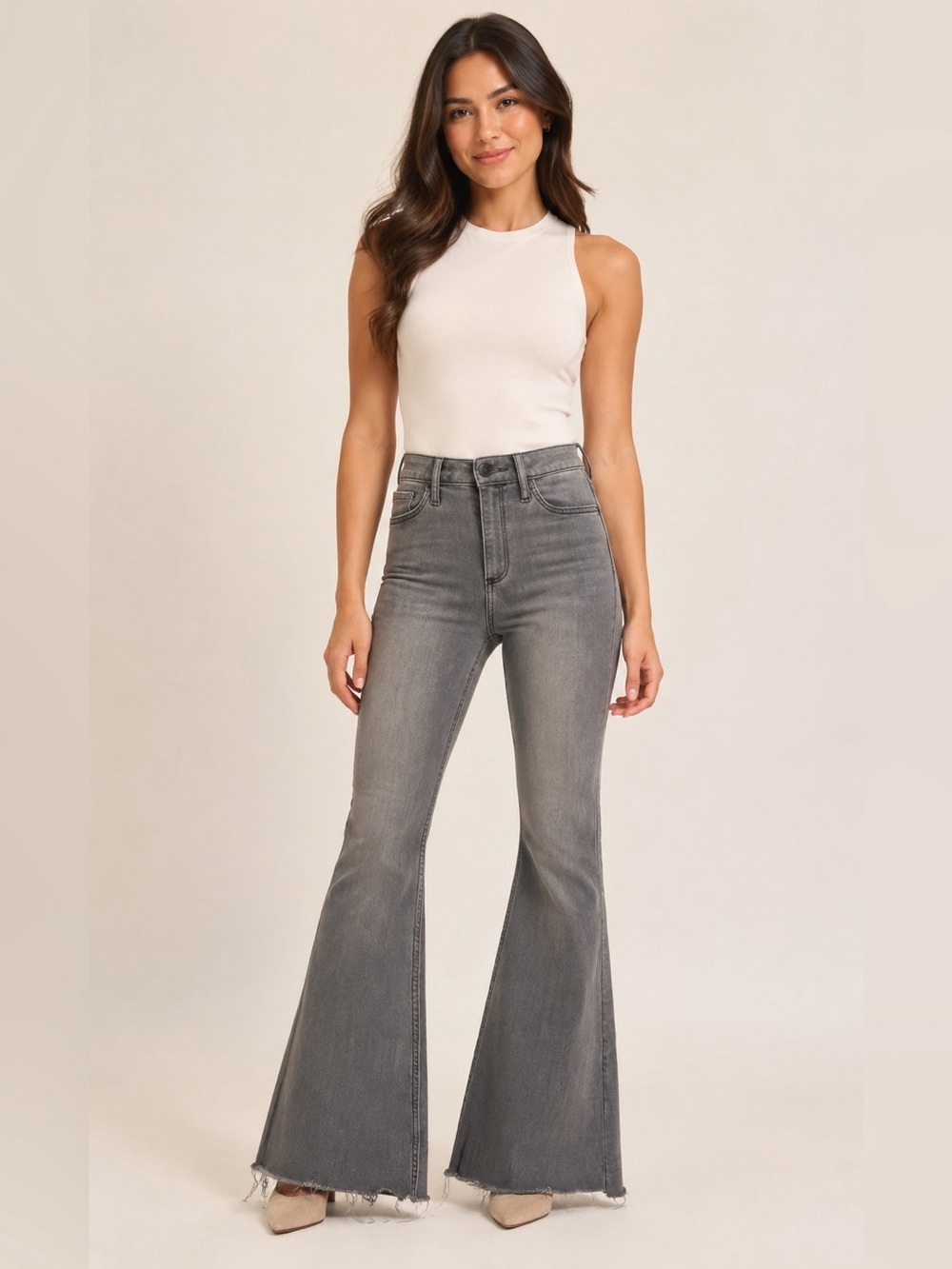 #367- Hollister High-Rise Vintage Curvy Grey Flare Jeans
